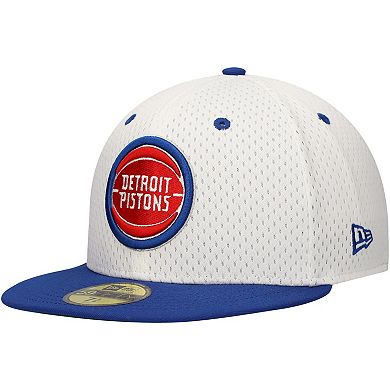 Men's New Era White/Blue Detroit Pistons Throwback 2Tone 59FIFTY Fitted Hat