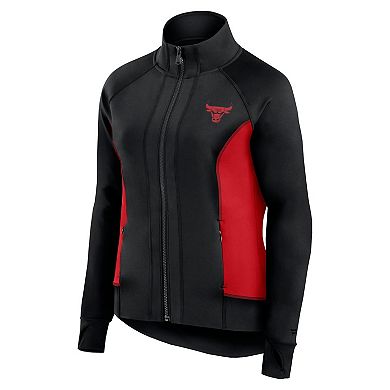 Women's Fanatics Signature Black Chicago Bulls Studio Fitted Full-Zip Gym Track Jacket