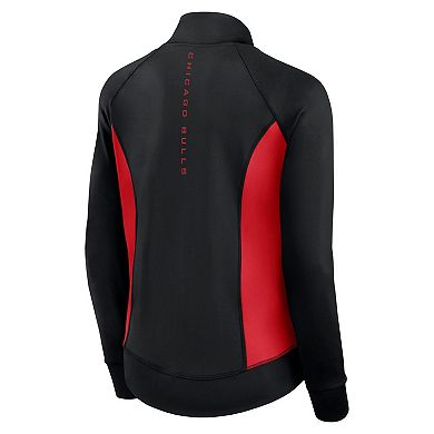 Women's Fanatics Signature Black Chicago Bulls Studio Fitted Full-Zip Gym Track Jacket