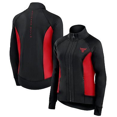 Women's Fanatics Signature Black Chicago Bulls Studio Fitted Full-Zip Gym Track Jacket