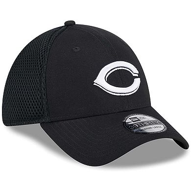Men's New Era Cincinnati Reds Evergreen Black & White Neo 39THIRTY Flex Hat