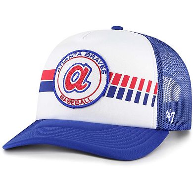 Men's '47 White/Royal Atlanta Braves Cooperstown Collection Wax Pack Express Trucker Adjustable Hat