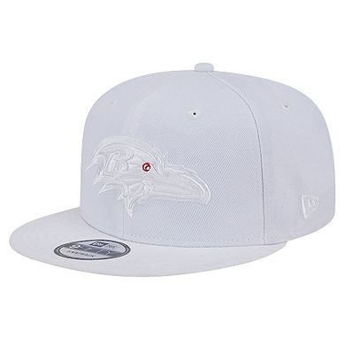 Men's New Era Baltimore Ravens Main White on White 9FIFTY Snapback Hat