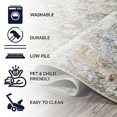 Shaii Global Medallion Low-pile Machine-washable Area Rug