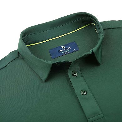 Tom Baine Men's Performance Solid Four-way Stretch Golf Polo