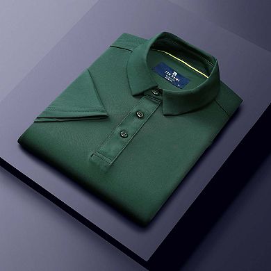 Tom Baine Men's Performance Solid Four-way Stretch Golf Polo