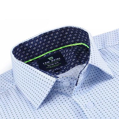 Tom Baine Slim Fit Performance Long Sleeve Geometric Button Down