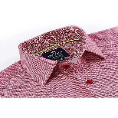 Tom Baine Slim Fit Performance Long Sleeve Geometric Button Down