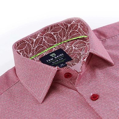 Tom Baine Slim Fit Performance Long Sleeve Geometric Button Down