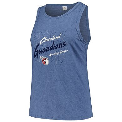 Women's Soft as a Grape Navy Cleveland Guardians Plus Size Curvy High Neck Tri-Blend Tank Top