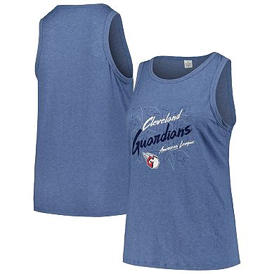 Women's Soft as a Grape Navy Cleveland Guardians Plus Size Curvy High Neck Tri-Blend Tank Top