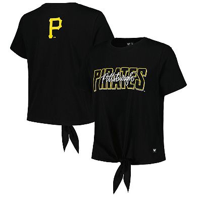 Women's The Wild Collective Black Pittsburgh Pirates Twist Front T-Shirt