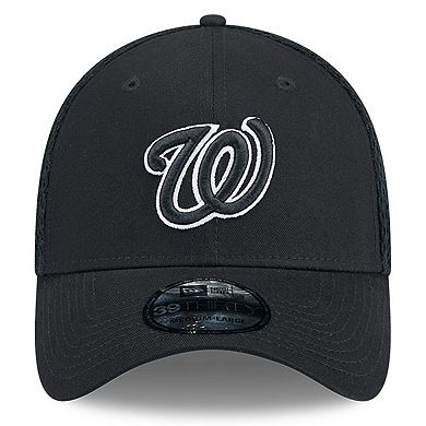 Men's New Era Washington Nationals Evergreen Black & White Neo 39THIRTY Flex Hat