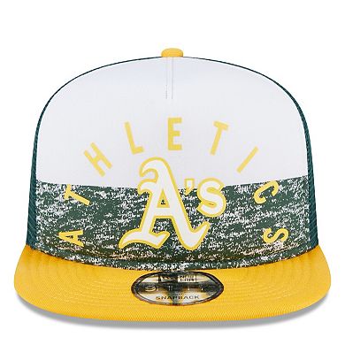 Men's New Era White/Gold Oakland Athletics Team Foam Front A-Frame Trucker 9FIFTY Snapback Hat