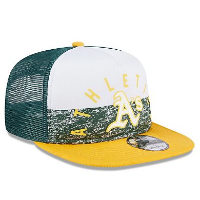 Men's New Era White/Gold Oakland Athletics Team Foam Front A-Frame Trucker 9FIFTY Snapback Hat