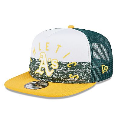 Men's New Era White/Gold Oakland Athletics Team Foam Front A-Frame Trucker 9FIFTY Snapback Hat