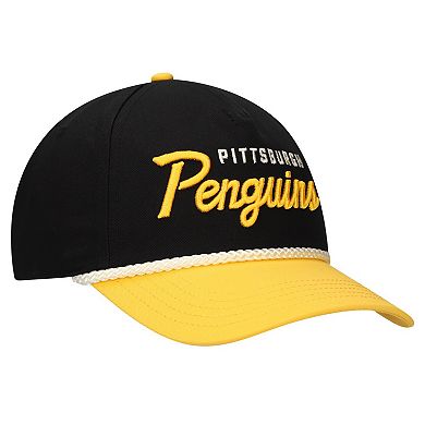 Men's American Needle Black/Gold Pittsburgh Penguins Roscoe Washed Twill Adjustable Hat