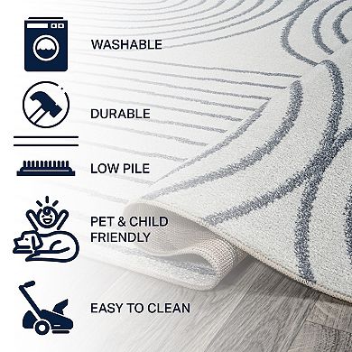 Doodle Contemporary Glam Geometric Machine-washable Area Rug