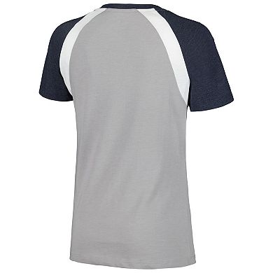 Women's New Era Gray New York Yankees Heathered Raglan V-Neck T-Shirt