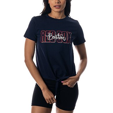 Women's The Wild Collective Navy Boston Red Sox Twist Front T-Shirt
