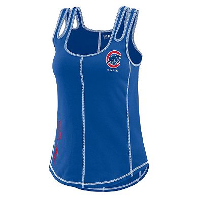 Women's WEAR by Erin Andrews Royal Chicago Cubs Contrast Stitch Tank Top