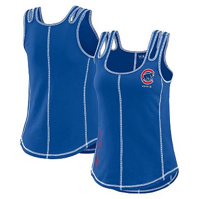Women's WEAR by Erin Andrews Royal Chicago Cubs Contrast Stitch Tank Top