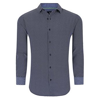 Tom Baine Slim Fit Performance Long Sleeve Geometric Button Down