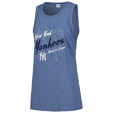 Women's Soft as a Grape Navy New York Yankees Gauze High Neck Tank Top