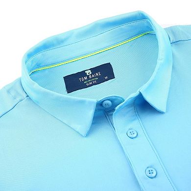 Tom Baine Men's Performance Solid Four-way Stretch Golf Polo