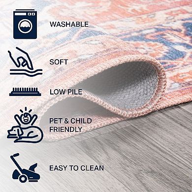 Asa Ornate Medallion Machine-washable Runner Rug
