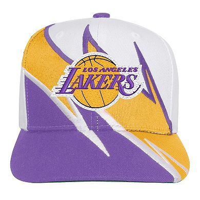 Youth Mitchell & Ness White Los Angeles Lakers Wave Runner Snapback Hat