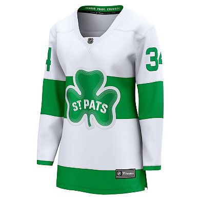 Women's Fanatics Branded Auston Matthews White Toronto Maple Leafs St. Patricks Alternate Premier Breakaway Player Jersey