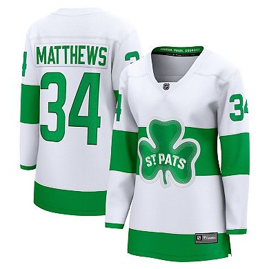Women's Fanatics Branded Auston Matthews White Toronto Maple Leafs St. Patricks Alternate Premier Breakaway Player Jersey