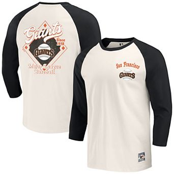 Men's Darius Rucker Collection by Fanatics Black/White San Francisco Giants Cooperstown Collection Raglan 3/4-Sleeve T-Shirt