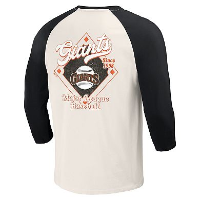 Men's Darius Rucker Collection by Fanatics Black/White San Francisco Giants Cooperstown Collection Raglan 3/4-Sleeve T-Shirt
