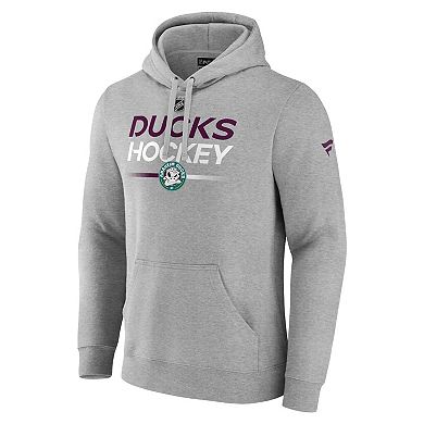 Men's Fanatics Branded Heather Gray Anaheim Ducks Authentic Pro Alternate Wordmark Pullover Hoodie