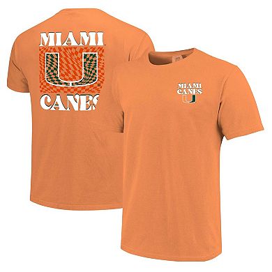 Women's Orange Miami Hurricanes Comfort Colors Checkered Mascot T-Shirt