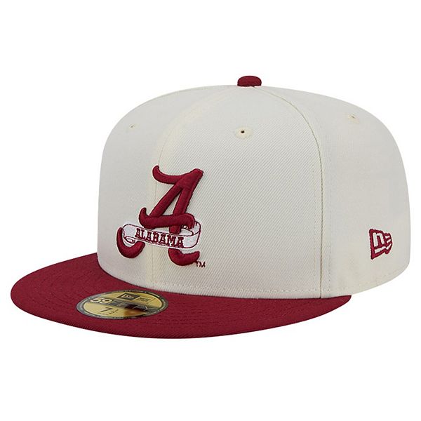 Men's New Era Alabama Crimson Tide Chrome White Vintage 59FIFTY