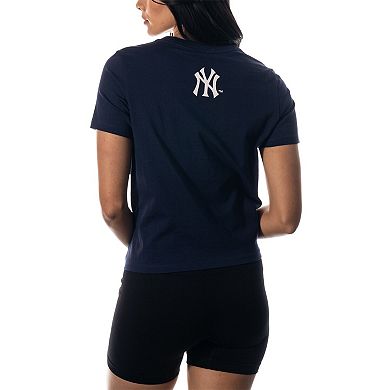 Women's The Wild Collective Navy New York Yankees Twist Front T-Shirt