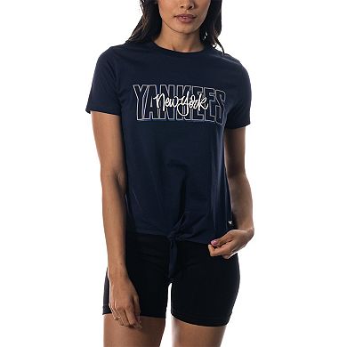Women's The Wild Collective Navy New York Yankees Twist Front T-Shirt