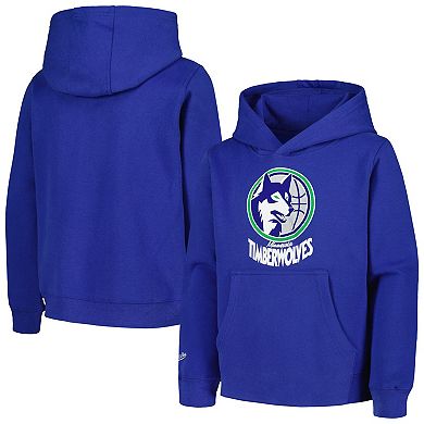 Youth Mitchell & Ness Blue Minnesota Timberwolves Hardwood Classics Retro Logo Pullover Hoodie