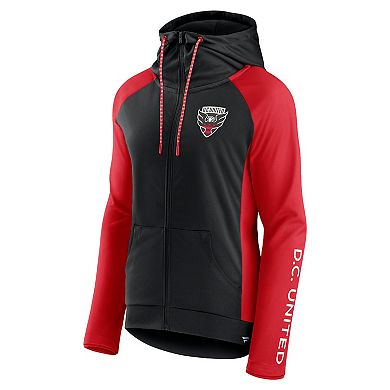 Women's Fanatics Black/Red D.C. United Iconic Raglan Full-Zip Hoodie