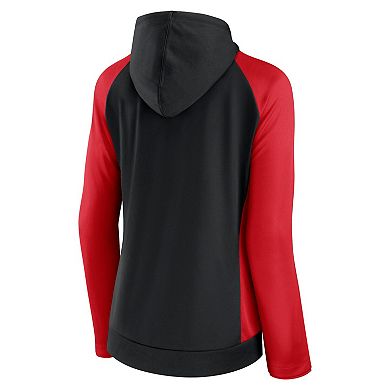 Women's Fanatics Black/Red D.C. United Iconic Raglan Full-Zip Hoodie