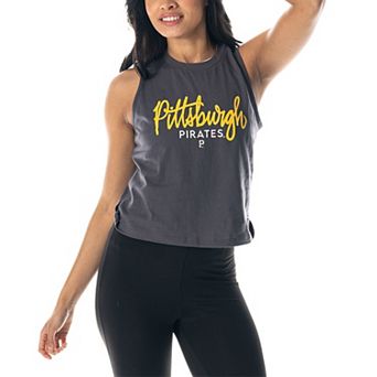 Women's The Wild Collective Charcoal Pittsburgh Pirates Side Knot Tank Top