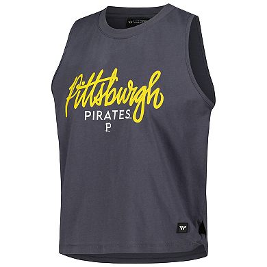 Women's The Wild Collective Charcoal Pittsburgh Pirates Side Knot Tank Top