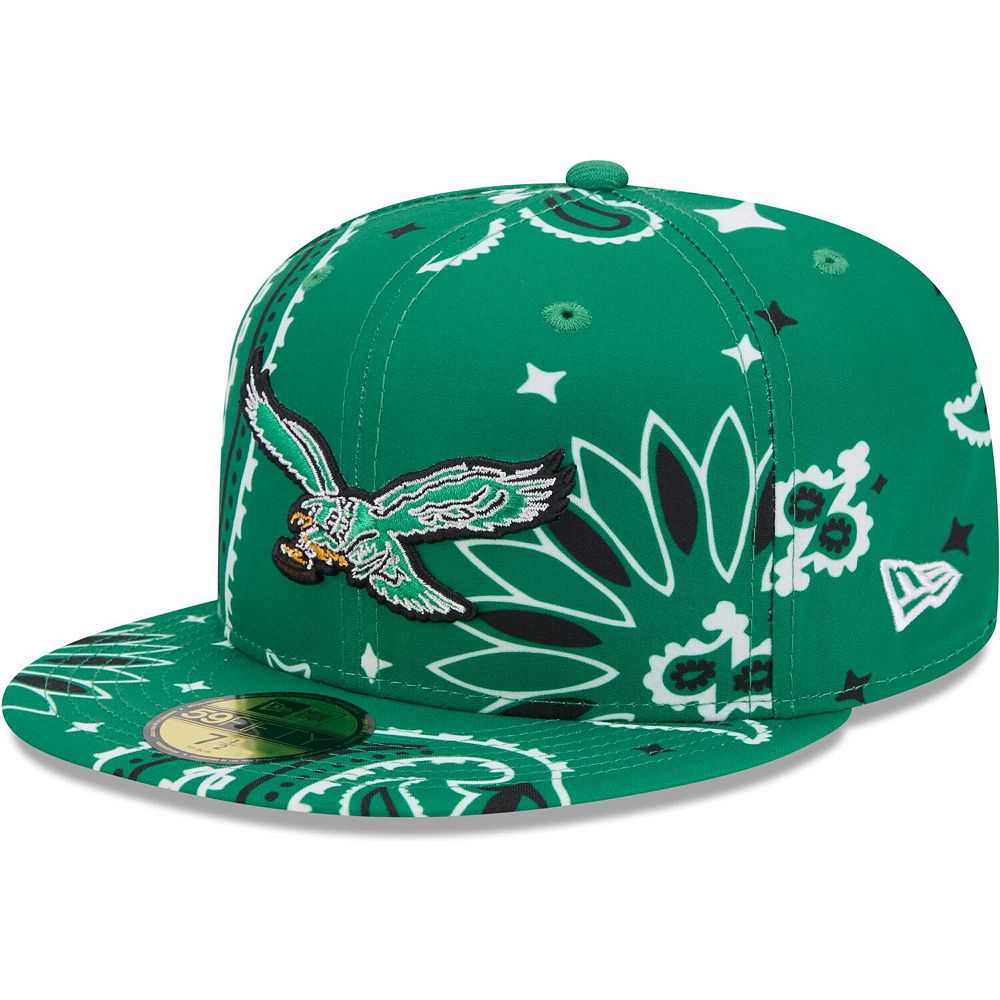 Men's New Era Kelly Green Philadelphia Eagles Throwback Paisley