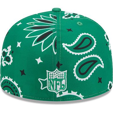 Men's New Era Kelly Green Philadelphia Eagles Throwback Paisley 59FIFTY ...