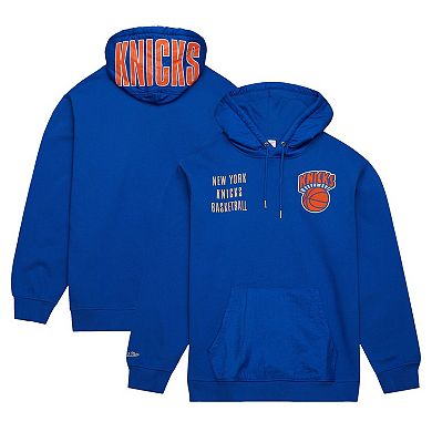 Men's Mitchell & Ness Blue New York Knicks  Team OG 2.0 Vintage Logo Fleece Pullover Hoodie