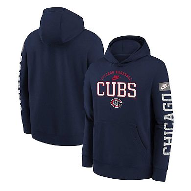 Youth Nike Navy Chicago Cubs Cooperstown Collection Splitter Club Fleece Pullover Hoodie