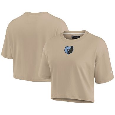 Women's Fanatics Signature Khaki Memphis Grizzlies Elements Super Soft Boxy Cropped T-Shirt